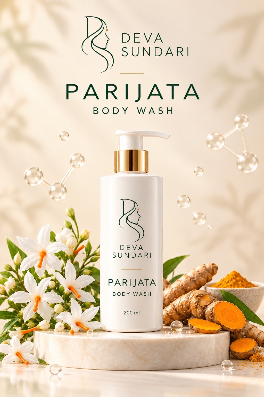 Parijata Body Wash with botanical styling